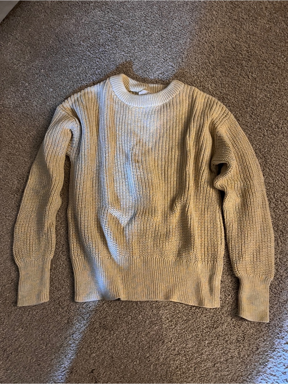 Universal Thread Cream Crewneck Ribbed Knit Sweater Soft 100% cotton small women